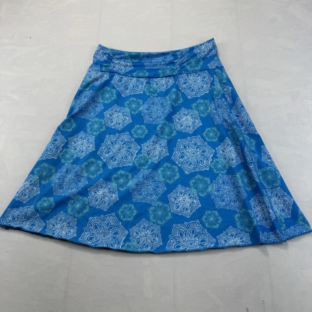 Tranquility Colorado Clothing Small Blue Floral A-Line Stretch Skirt Athletic